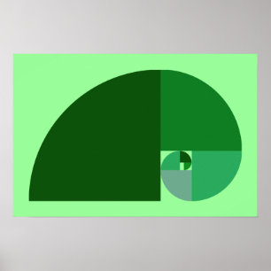 Póster Coeficiente de oro, espiral de Fibonacci