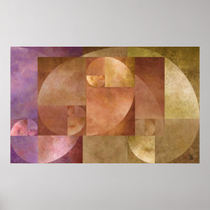 Póster Coeficiente de oro, espiral de Fibonacci