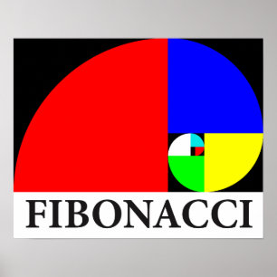 Póster Coeficiente de oro, espiral de Fibonacci