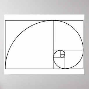 Póster Coeficiente de oro espiral de Fibonacci