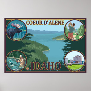 Póster Coeur D'Alene, IdahoScenic Travel Poster