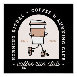 Póster Coffee and running lovers run club funny
