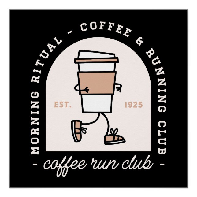 Póster Coffee and running lovers run club funny (Anverso)