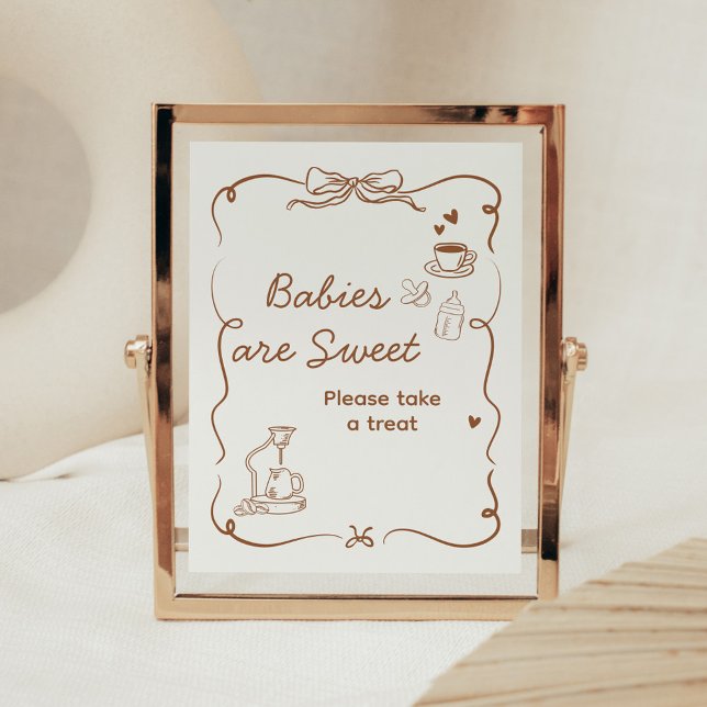 Póster Coffee Baby is Brewing Babies are Sweet Sign (Coffee Baby is Brewing Baby Shower Sign)