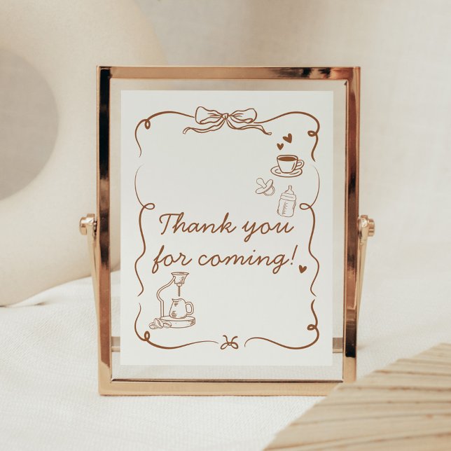 Póster Coffee Baby is Brewing Baby Shower Thank you Sign (Coffee Baby is Brewing Baby Shower Sign)