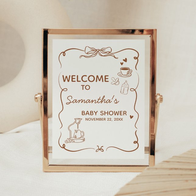 Póster Coffee Baby is Brewing Baby Shower Welcome Sign (Coffee Baby is Brewing Baby Shower Sign)