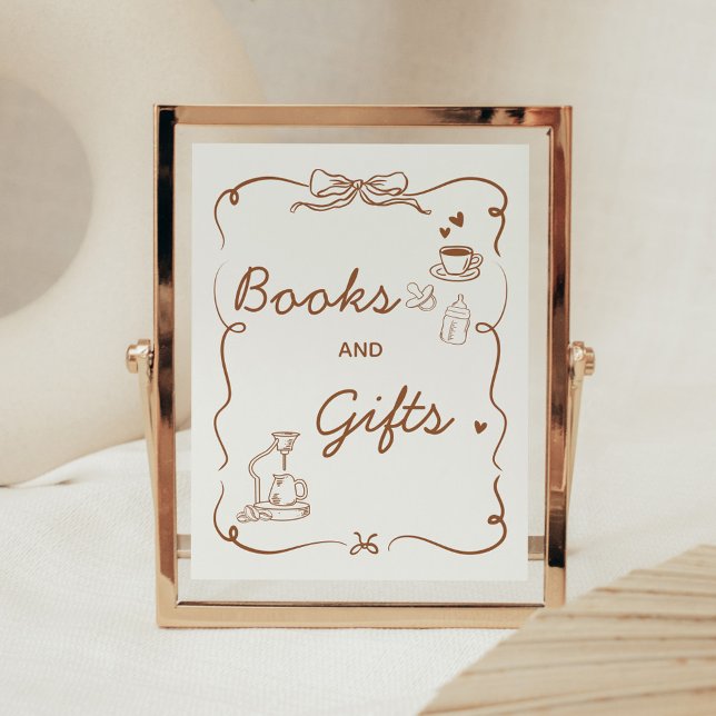 Póster Coffee Baby is Brewing Shower Books and Gifts Sign (Coffee Baby is Brewing Baby Shower Sign)