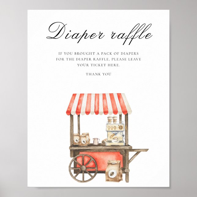 Póster Coffee baby shower - diaper raffle poster (Frente)