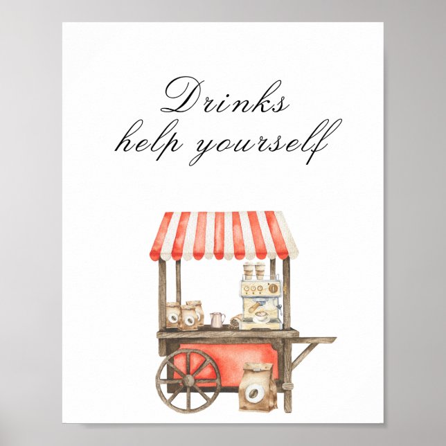 Póster Coffee baby shower - Drinks, help yourself (Frente)