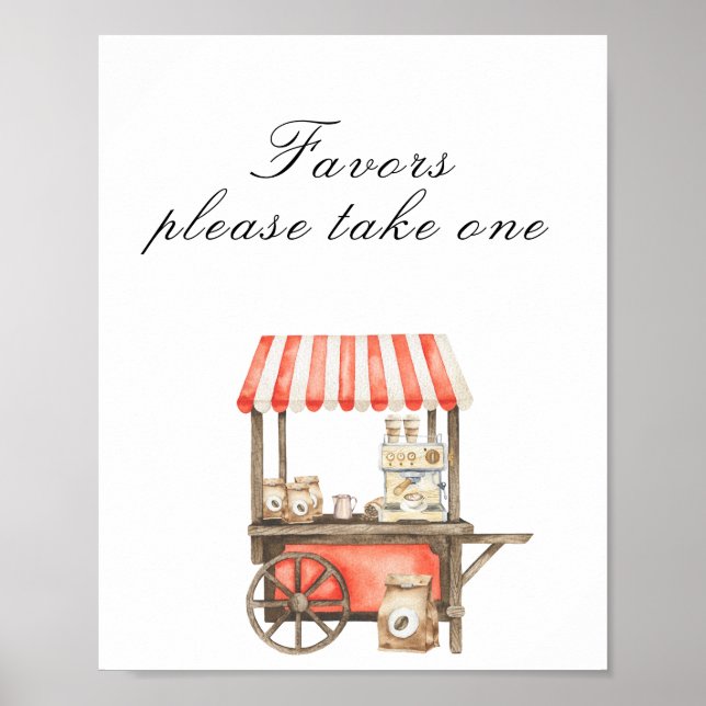 Póster Coffee baby shower - favors, please take one (Frente)