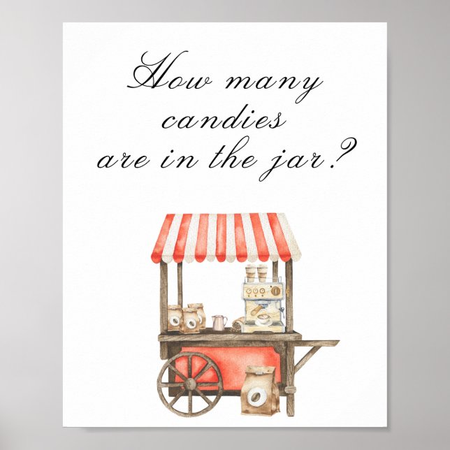 Póster Coffee baby shower - guess how many candies in jar (Frente)