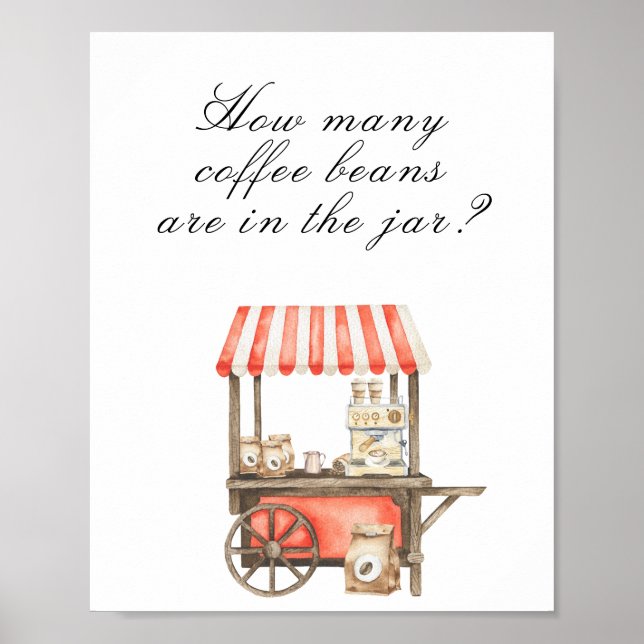 Póster Coffee baby shower - guess how many coffee beans (Frente)
