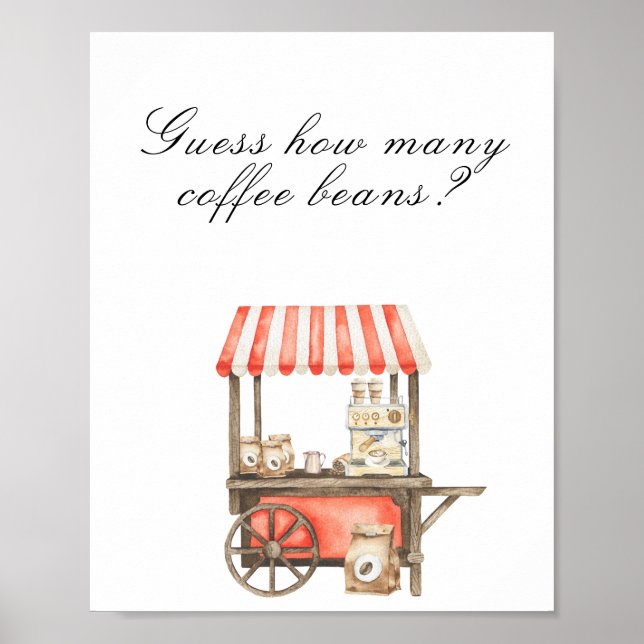 Póster Coffee baby shower - guess how many coffee beans (Frente)