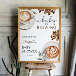 Póster Coffee Baby Shower Welcome - Baby Brewing 18x24