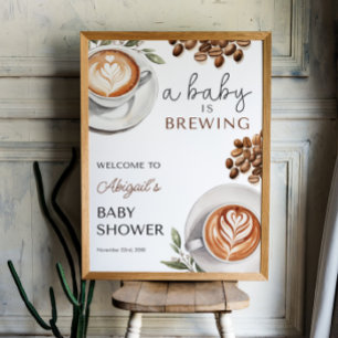 Póster Coffee Baby Shower Welcome - Baby Brewing 18x24