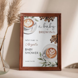 Póster Coffee Baby Shower Welcome - Baby Brewing 24x36