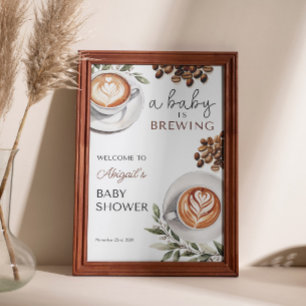Póster Coffee Baby Shower Welcome - Baby Brewing 24x36