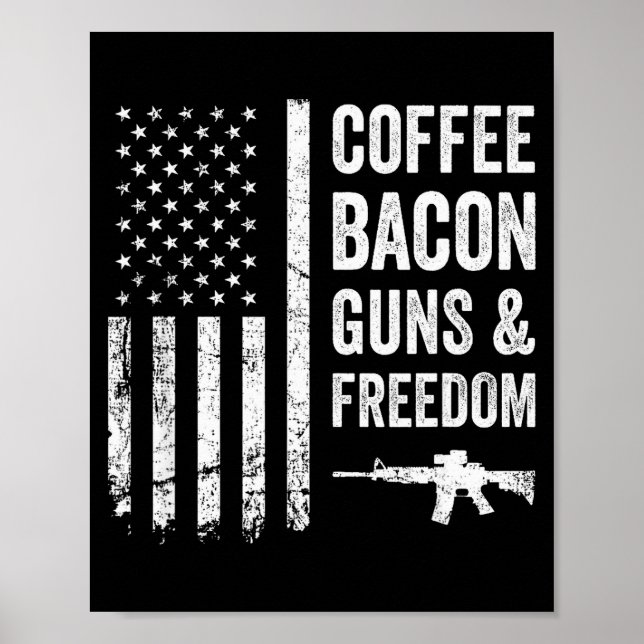 Póster Coffee Bacon Guns &amp; Dom - Bbq Grill Funny Gun  (Frente)