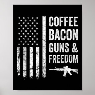 Póster Coffee Bacon Guns & amp; Libertad - Bbq Grill Funn
