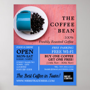 Póster Coffee Bean Mug, Barista, Café, Publicidad de café