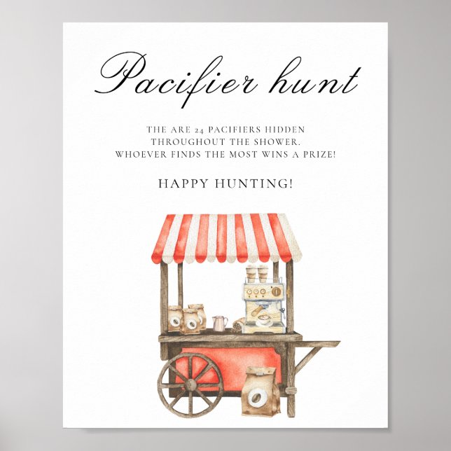 Póster Coffee cart - pacifier hunt baby shower game (Frente)