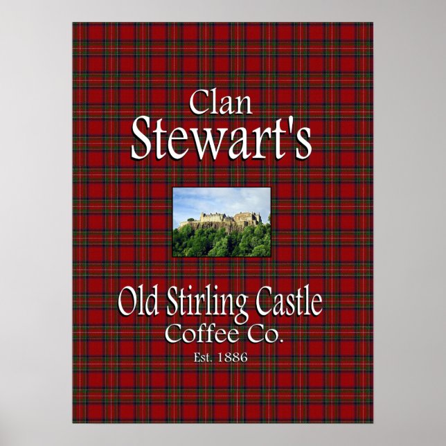 Póster Coffee Co., el antiguo castillo de Clan Stewart. (Frente)