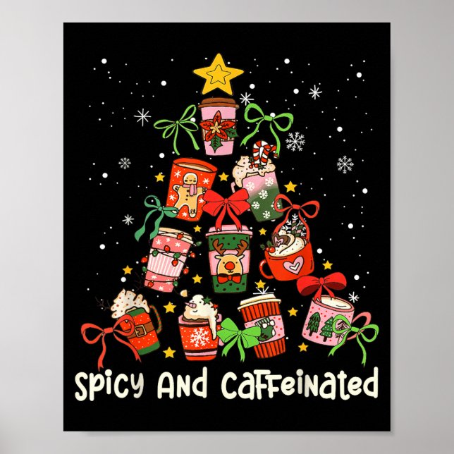 Póster Coffee Coquette Bow Xmas Tree Christmas Scy Caffei (Frente)