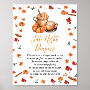 Póster Coffee de especias de calabaza de Baby Shower Diap