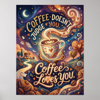Póster coffee doesn't judge you