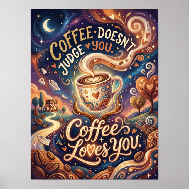 Póster coffee doesn't judge you (Frente)