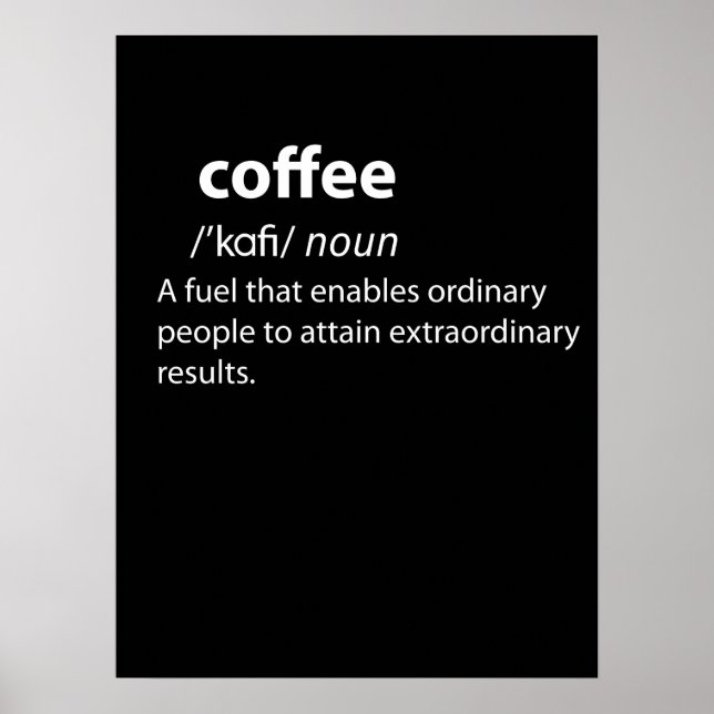 Póster Coffee Funny Dictionary Definition (Frente)