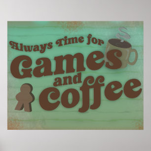 Póster Coffee Games Fun Time Retro Style Art