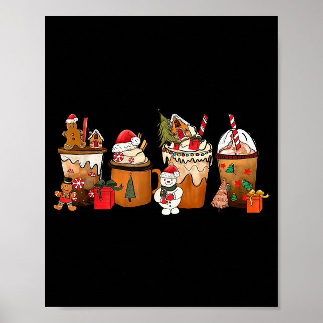 Póster Coffee Hot Cocoa Merry Christmas Xmas Family Pajam (Frente)