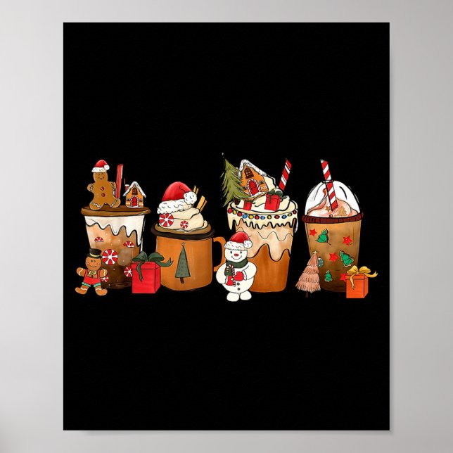 Póster Coffee Hot Cocoa Merry Christmas Xmas Family Pajam (Frente)