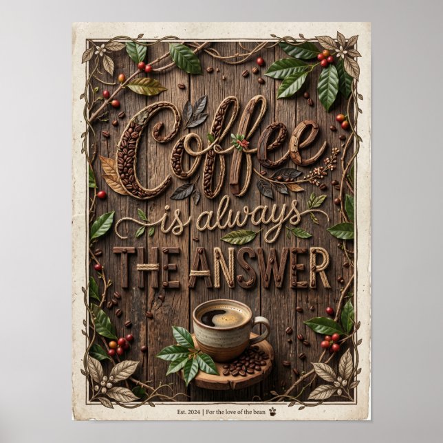 Póster coffee is always the answer (Frente)
