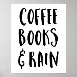 Póster Coffee, libros y presupuesto para lluvias