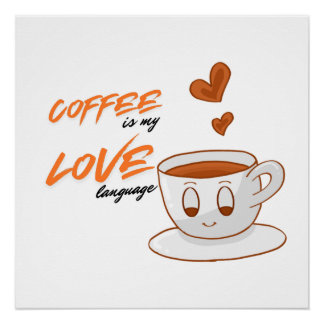 Póster Coffee Love – Cute Coffee Illustration Cafe Wall 
