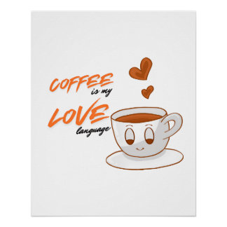 Póster Coffee Love – Cute Coffee Illustration Cafe Wall P