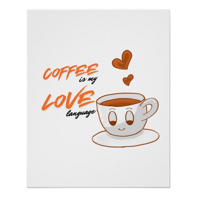 Póster Coffee Love – Cute Coffee Illustration Cafe Wall P (Anverso)