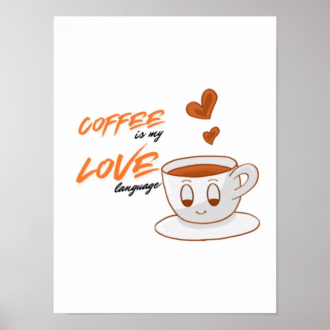 Póster Coffee Love – Cute Coffee Illustration Cafe Wall P (Frente)