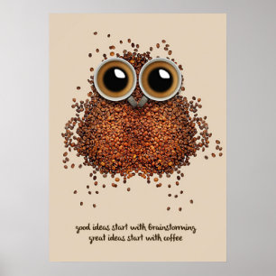 Póster Coffee Lover Coffee Owl