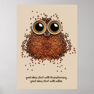 Póster Coffee Lover Coffee Owl