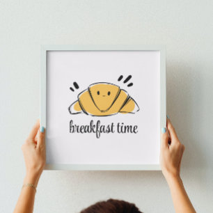 Póster Coffee Lover Tinta Sketch Croissant