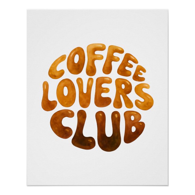 Póster Coffee Lovers Club Wall Art, Whimsical Typography  (Anverso)