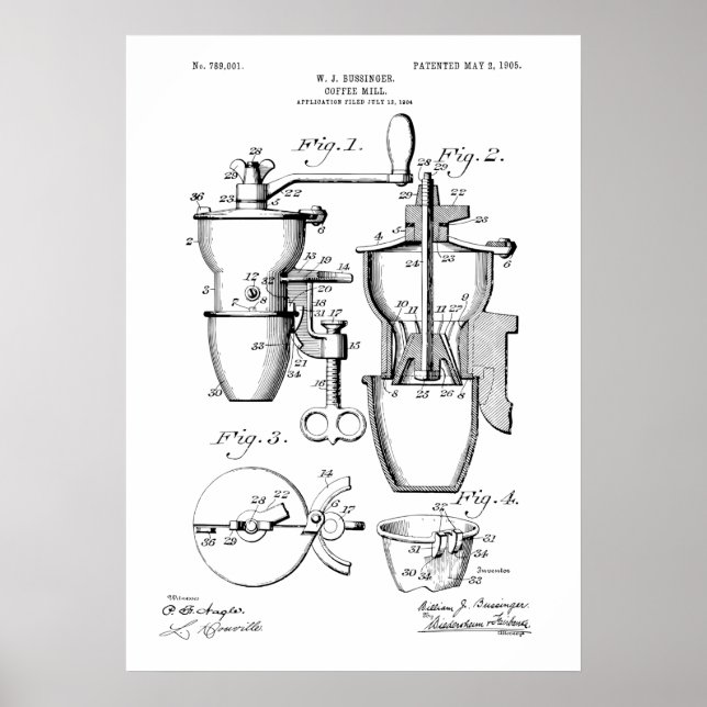 Póster Coffee Mill Patent (Frente)