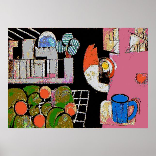 Póster Coffee Mug Blue, Matisse Style (Frente)