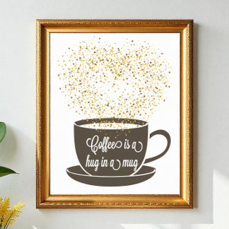 Póster Coffee Mug Cita Art Brown Humor Blanco