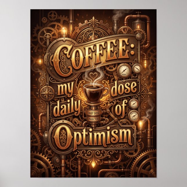 Póster coffee my daily dose of optimism (Frente)