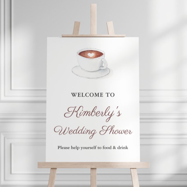 Póster Coffee Perfect Blend Wedding Ducha Signo de bienve (Coffee Cup Love Is Brewing Bridal Shower Party Welcome Sign)