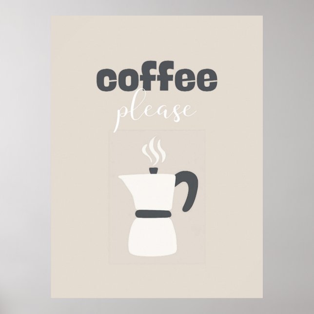 Póster Coffee Please – Neutral Tone Coffee Maker Art  (Frente)